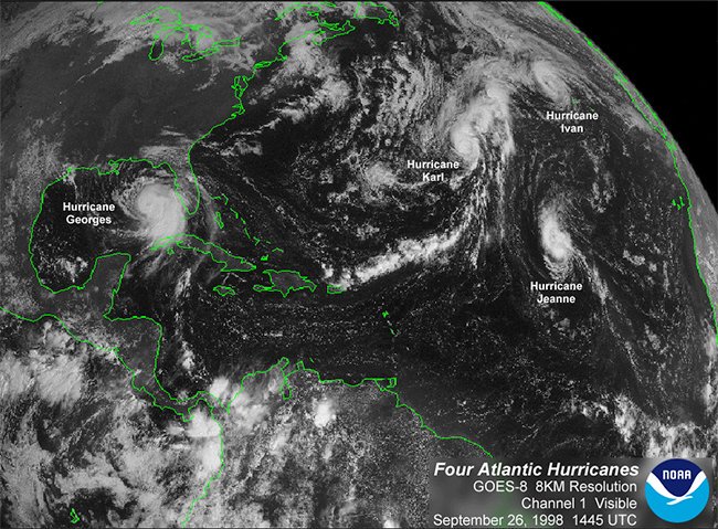 Sep 26, 1998 Four Atlantic Hurricanes
