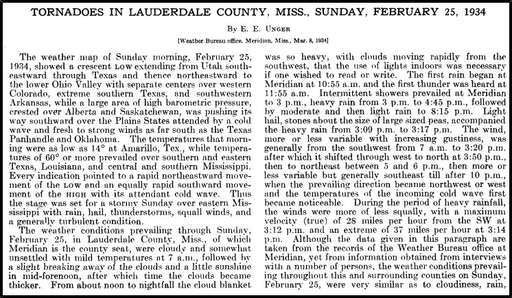 Feb 25, 1934, Mississippi Tornadoes