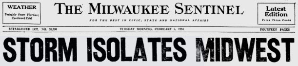 Feb 4 1924 Milwaukee Snow