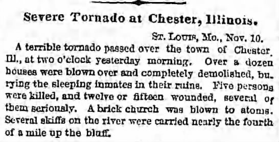 Nov 9, 1864 Chester, Illinois Tornado