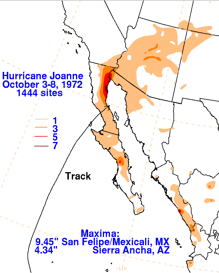 Oct 5, 1972 Hurricane Joanne Rainfall